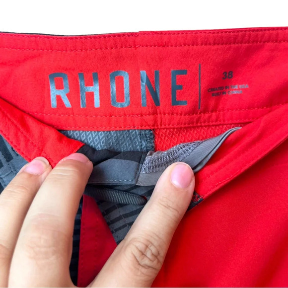 Rhone Men’s Bathing Suit Trunks Gray and Red Shorts Unlined Size 38 - Picture 4 of 8